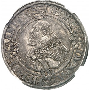 Sasko, Jan Fridrich I. (1532-1547). Thaler s vévodou Jiřím 1538, Buchholz.