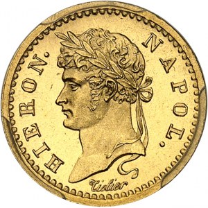 Vestfálsko, Jerome Napoleon (1807-1813). 10 frankov Or, Flan bruni (PROOF) 1813, C, Paris.