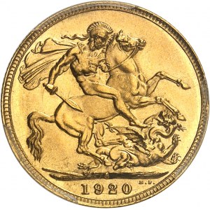 George V (1910-1936). Sovereign, SPECIMEN (SP) 1920 (or 1926) mint, Sydney.