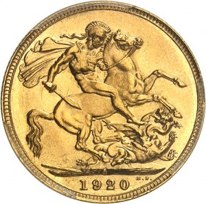 George V (1910-1936). Sovereign, SPECIMEN (SP) 1920 (or 1926) mint, Sydney.