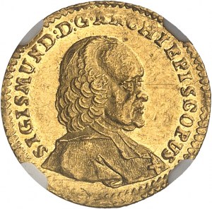 Salzbourg (évêché de), Sigismond III de Schrattenbach (1753-1771). 1/2 ducat 1755, Salzbourg.