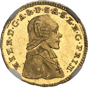 Salzburg (bishopric of), Jérôme de Colloredo (1772-1803). 1/4 ducat, aspect Flan bruni (PROOFLIKE) 1777, Vienna.
