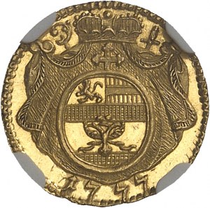 Salzbourg (évêché de), Jérôme de Colloredo (1772-1803). 1/4 de ducat, aspect Flan bruni (PROOFLIKE) 1777, Vienne.