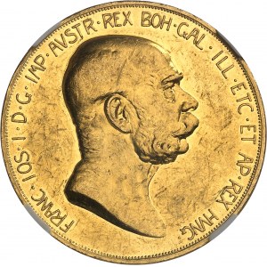 Franciszek Józef I (1848-1916). 100 koron, 60 rocznica panowania, czerniony blankiet (PROOF) 1908, Kremnitz.