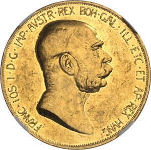 Franciszek Józef I (1848-1916). 100 koron, 60 rocznica panowania, czerniony blankiet (PROOF) 1908, Kremnitz.