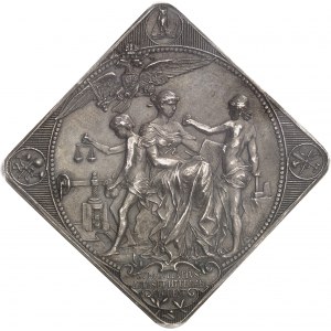 François-Joseph Ier (1848-1916). Médaille-klippe, 40e anniversaire de règne de l’Empereur, célébration par la Société Numismatique Autrichienne, par A. Scharff et R. Neuberger 1888, Vienne.