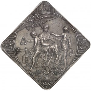 Franciszek Józef I (1848-1916). Medal Klippe, 40. rocznica panowania cesarza, obchody Austriackiego Towarzystwa Numizmatycznego, A. Scharff i R. Neuberger 1888, Wiedeń.