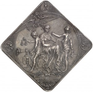 František Josef I. (1848-1916). Klippe medaile, 40. výročí císařovy vlády, oslava Rakouské numismatické společnosti, A. Scharff a R. Neuberger 1888, Vídeň.