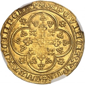 Fiandre (contea di), Louis de Male (1346-1384). Scudo d'oro con sedia e leone ND (1346-1384), Gand o Mechelen.