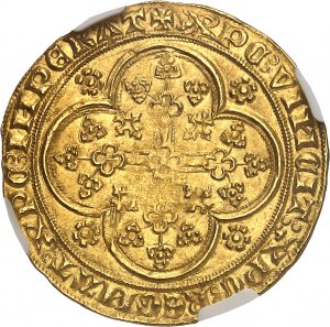 Flandern (Grafschaft), Louis de Male (1346-1384). Goldschild mit dem Stuhl und dem Löwen ND (1346-1384), Gent oder Mechelen.
