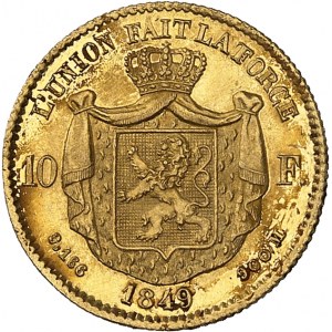 Léopold Ier (1831-1865). 10 francs 1849, Bruxelles.