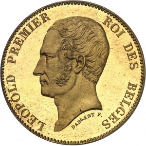 Leopold I. (1831-1865). Skúška 5 frankov v pozlátenej medi od Dargenta, Frappe spéciale (SP) 1847, Brusel.