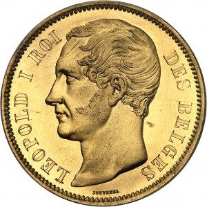 Leopold I (1831-1865). Trial of 5 francs in gilt copper by Jouvenel, Frappe spéciale (SP) 1847, Brussels.