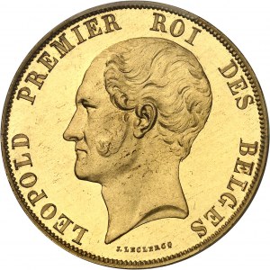 Leopold I (1831-1865). Trial of 5 francs in gilt copper by Leclercq, Frappe spéciale (SP) 1847, Brussels.