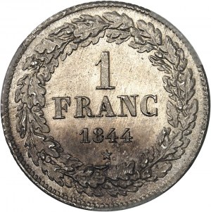 Léopold Ier (1831-1865). 1 franc tête laurée 1844, Bruxelles.