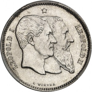 Leopoldo II (1865-1909). 1 franco, 50° anniversario dell'indipendenza 1830-1880, Bruxelles.