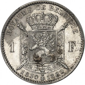 Leopold II. (1865-1909). 1 Franc, 50. Jahrestag der Unabhängigkeit 1830-1880, Brüssel.