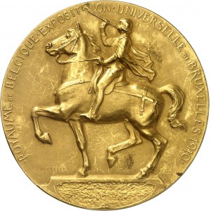 Albert I (1909-1934). Gold Medal, 1910 Brussels World's Fair, by G. Devreese 1910, Brussels.