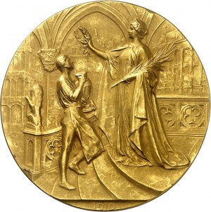 Albert I (1909-1934). Gold Medal, 1910 Brussels World's Fair, by G. Devreese 1910, Brussels.