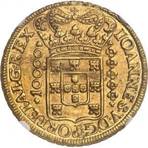 Jean V (1706-1750). 10000 reis (meio dobrão) 1725, M, Minas Gerais.