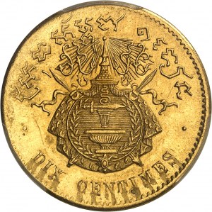 Norodom I (1860-1904). Ten-cent gold proof, Frappe de luxe, Frappe spéciale (SP) 1860, Brussels (Würden).