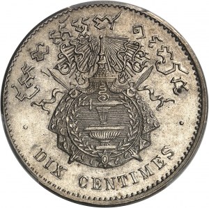 Norodom Ier (1860-1904). Épreuve en argent de dix centimes, Frappe de luxe, Frappe spéciale (SP) 1860, Bruxelles (Würden).