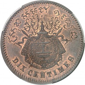 Norodom I (1860-1904). Test of ten cents, on bronze blank, Burnished blank (PROOF / SP) 1860, Brussels (Würden).