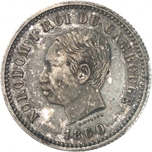 Norodom I. (1860-1904). Mince v hodnotě jednoho franku, Frappe spéciale (SP) 1860, Brusel (Würden).
