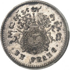 Norodom I (1860-1904). Moneta o nominale jednego franka, Frappe spéciale (SP) 1860, Bruksela (Würden).