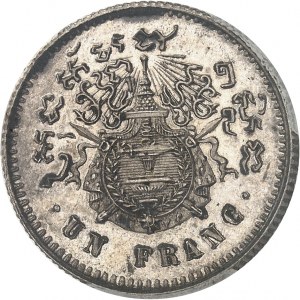 Norodom I. (1860-1904). Mince v hodnotě jednoho franku, Frappe spéciale (SP) 1860, Brusel (Würden).