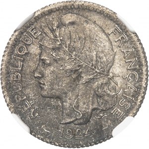 Pod francouzským mandátem (1919-1947). Stříbrná mince 1 franku bez ESSAI 1924, Paříž.