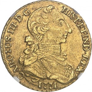 Charles III (1759-1788). 8 escudos “à la tête de rat” 1771 A, S°, Santiago.