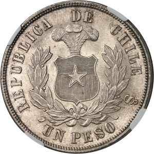 Republik. 1 Peso 1885, S°, Santiago.