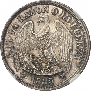 Republik. 1 Peso 1885, S°, Santiago.