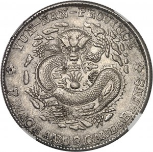 Impero della Cina, Guangxu (Kwang Hsu) (1875-1908), provincia dello Yunnan. Dollaro (7 mazzette e 2 candelabri) ND (1908), Kunming.