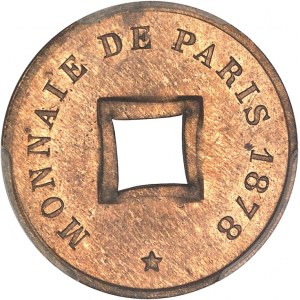 Tretia republika (1870-1940). Test sapéque z Monnaie de Paris, Frappe spéciale (SP) 1878, Paríž.