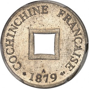 IIIe République (1870-1940). Épreuve de sapèque, sur flan en bronze argenté, Frappe spéciale (SP) 1879, Paris.