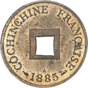 IIIe République (1870-1940). Épreuve de sapèque, pour l’Exposition Universelle d’Anvers, sur Flan bruni (PROOF) 1885, A, Paris.