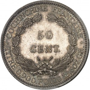 Terza Repubblica (1870-1940). 50 centesimi, bianco brunito (PROVA) 1884, A, Parigi.