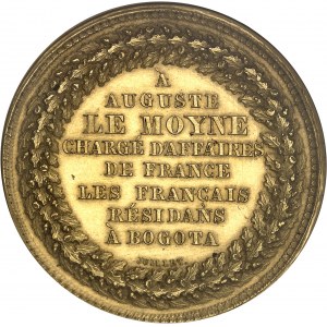 République. Médaille d’Or, estime et reconnaissance à Auguste Le Moyne par les Français de Bogota, par A. P. Lefèvre 1837.