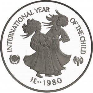 Państwo federalne (od 1971 r.). Moneta o nominale 50 dirhamów, Międzynarodowy Rok Dziecka 1979 (IYC) AH 1400 - 1980, CHI, Chiasso (Valcambi S.A.).