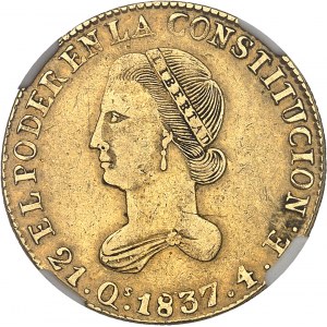 Republika. 4 escudos 1837 FP, Quito.
