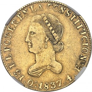 Republic. 4 escudos 1837 FP, Quito.