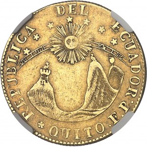 Republika. 4 escudos 1837 FP, Quito.