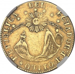 Republic. 4 escudos 1837 FP, Quito.