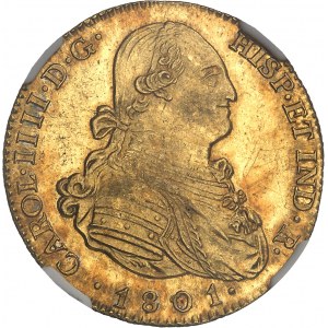 Karl IV (1788-1808). 4 Escudos 1801/1791 FA, M gekrönt, Madrid.