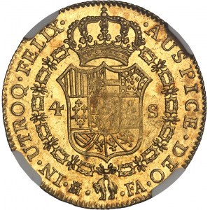 Karel IV (1788-1808). 4 escudos 1801/1791 FA, korunovaný M, Madrid.