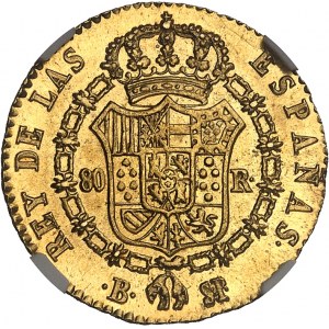 Ferdinand VII (1808-1833). 80 réales 1823 SP, B, Barcelone.