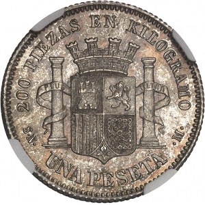 Prozatímní vláda (1868-1871 a 1873-1874). Jedna peseta 1869 SN, M, Madrid.