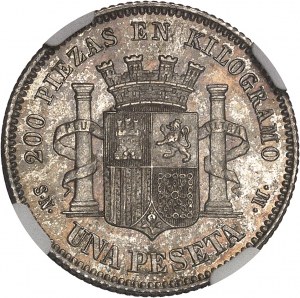 Prozatímní vláda (1868-1871 a 1873-1874). Jedna peseta 1869 SN, M, Madrid.